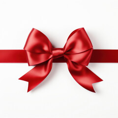 a ribbon with bow with a red ribbon on white white background.