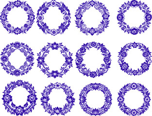 Vector art nouveau ornate floral border with white  background