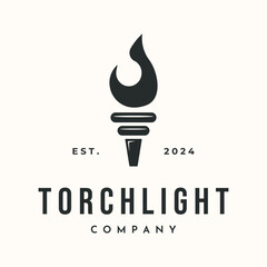 torch portable vintage logo vector minimalist illustration design, torchlight ceremony symbol design