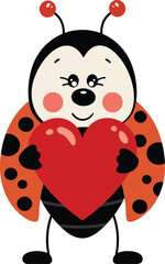 Obraz premium Funny ladybug with a red heart