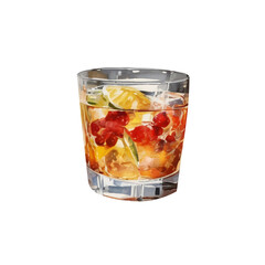 Iced tea with a fruit on a transparent background cutout, PNG file. PNG element. Suitable for artwork design.