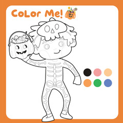 Coloring activity for children. Educational printable coloring worksheet. Practicing fine motoric skills for children