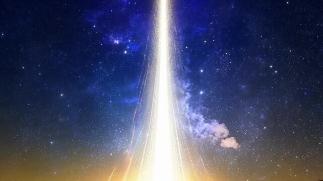 A path of pure radiance glowing against the backdrop of a starfilled night sky leading to unknown heights.