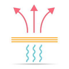 Breathable resistant shadow icon, waterproof material protection sign, web vector illustration