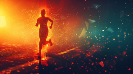 Fototapeta premium A Runner's Silhouette Illuminated By The Sunset Glow
