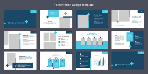 modern minimalist medical presentation slide design template, business hospital dentist presentation layout vector.