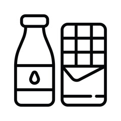 Chocolate with milk bottle denoting concept icon of dairy products
