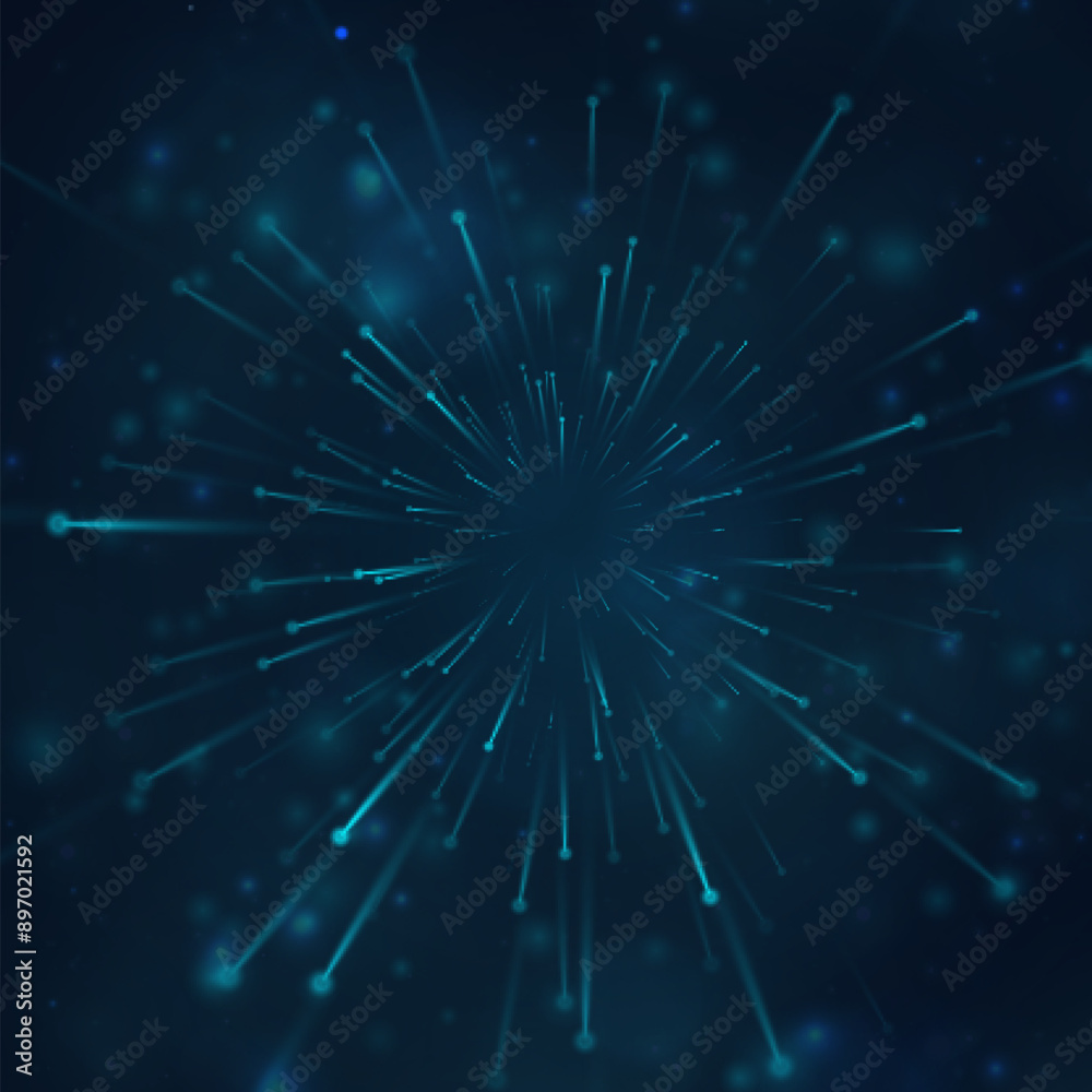 Poster Speed ​​effect in space with lots of flickering light and glare. Vector background overlay effect