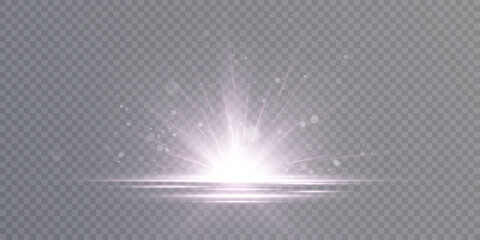 Light plowing of sunlight with vertical rays. Bright light effect for web design and illustrations.