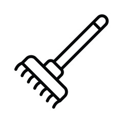 A rake icon representing a tool used for gathering leaves and garden maintenance.