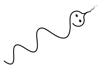 Snake. Sketch. Crawling animal. Long reptile with tongue.