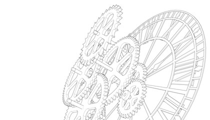 clock mechanism symbol 3d illustration