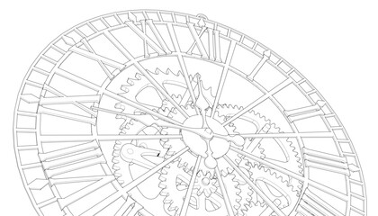 clock mechanism symbol 3d illustration