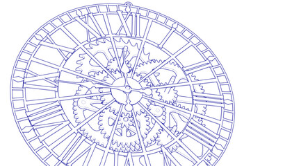 clock mechanism symbol 3d illustration
