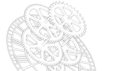 clock mechanism symbol 3d illustration