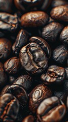  close up image of dark coffee beans