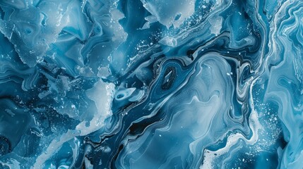 Obraz premium Data-Infused Ice: Scientific Exploration in Cool Hues Through Melting Artworks