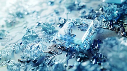 Technological Fusion: Melting Ice with Embedded Digital Circuits in Cool Tones