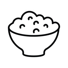 Chinese rice in a bowl with, editable icon of rice bowl