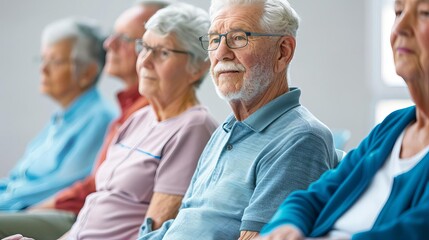 Group of seniors attending a seminar on Medicare and insurance, senior insurance education, proactive and informative coverage sessions