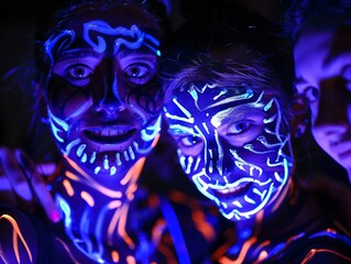 Vibrant UV Body Painting Showcase Under Black Lights