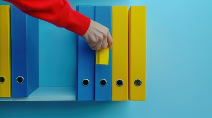 The hand selecting folder