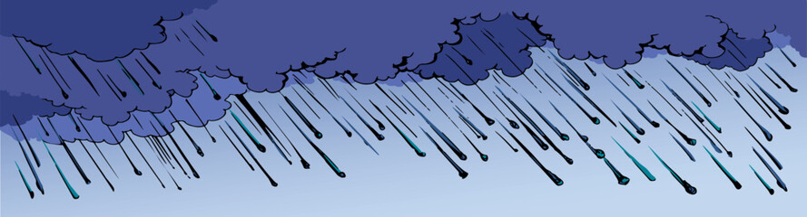 Vector drawing. Heavy rain with hail