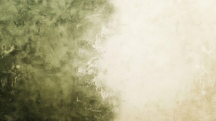 Obraz premium Vibrant green and soft beige grunge wall texture with space for text or design, adding an abstract and vintage touch to any project