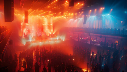 Energetic Crowd at Music Festival in the Stadium. Live Music Vibes Concertgoers Fill the Stadium for Concert, Stadium Packed with Festival Fans.