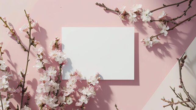 Save the date card mockup with a blank invitation and delicate flowers, offering ample copy space for personalized wedding details.