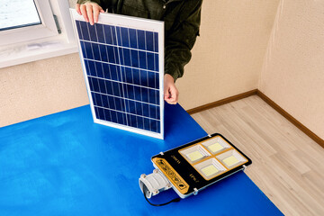 Green technology for street lighting, the solar panel will be mounted with LED battery light for...