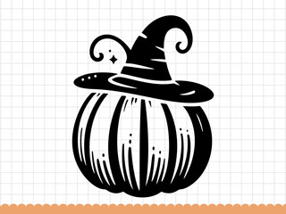 Hand drawn vector doodle illustration of a Halloween pumpkin.