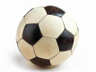 Close Up of a Worn Soccer Ball Isolated on White Background