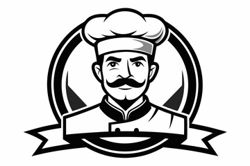 black and white chef logo vector icon