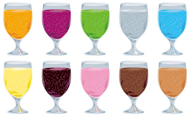 グラスに入ったジュースのイラストアイコンセット／しゅわしゅわ付き © ma_sa