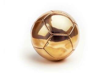 Shiny Golden Football Soccer Ball on White Background Perfect for Awards and Decorations