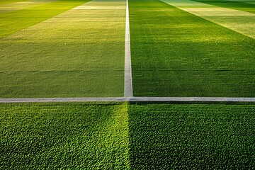 Sunrise Over Soccer Field with Freshly Painted White Line Markings