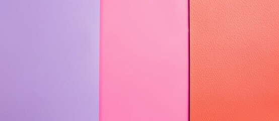Naklejka premium Minimalist composition featuring three vertical color blocks in purple, pink, and orange, offering a vibrant and modern aesthetic