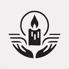Candle logotype silhouette vector on a white background
