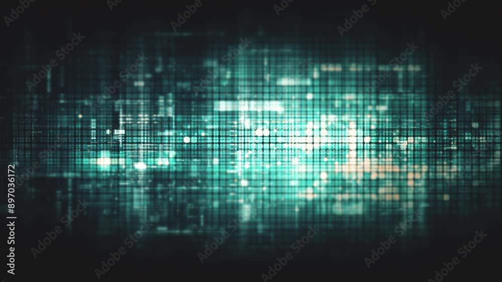 Fototapete Futuristic screen display matrix, hi-tech digital data telemetry with encrypted numbers, display dynamic background for computer desktop screen display format