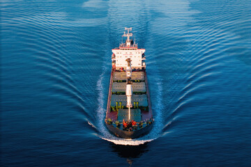 Bulk cargo carrier ship for carrying dry cargo cruising across the sea