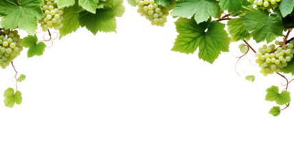 Grapes, grape leaves isolated on white background