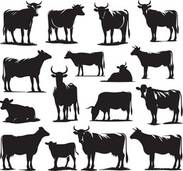 cow silhouette, black Color isolated on white background