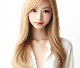Fototapeta premium 白いブラウスの美女