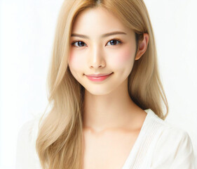 Naklejka premium 白いブラウスの美女