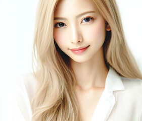 Fototapeta premium 白いブラウスの美女