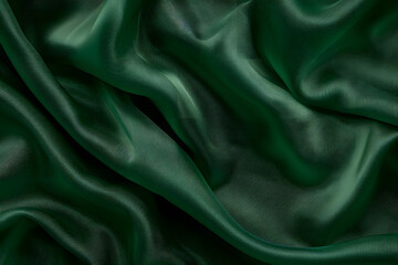 Obraz premium Dark green fabric cloth texture for background and design art work, beautiful crumpled pattern of silk or linen.