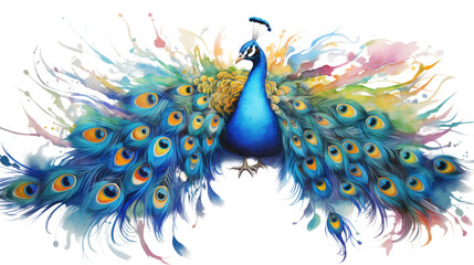 peacock isolated on white background © Subin