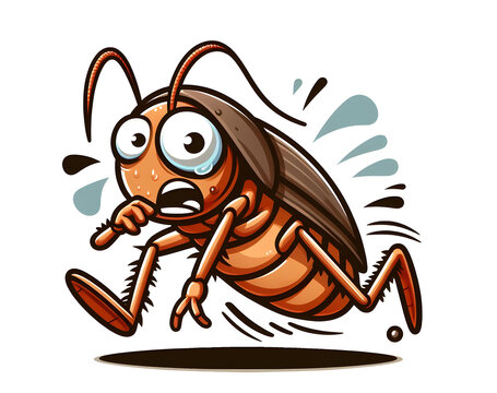 vector cute running scared cockroach cartoon vector illustration isolated on a white background