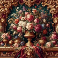 Obraz premium Seamless floral pattern with damask, baroque, rococo and Victorian motifs. Textured background